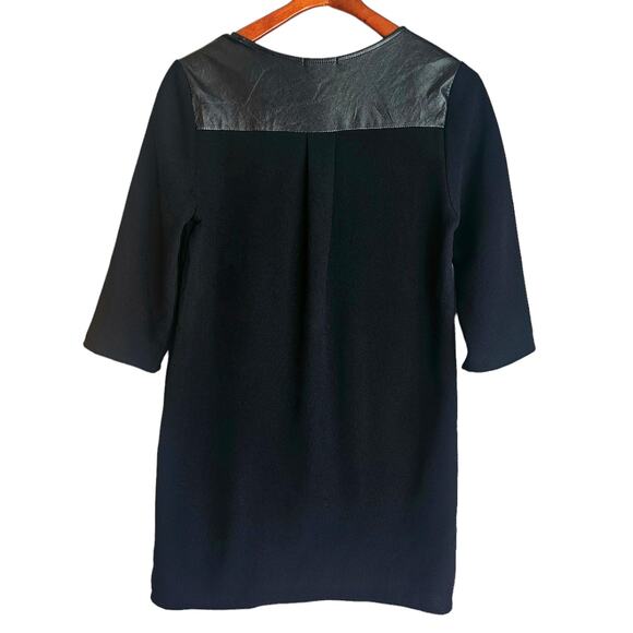 Everly Black Whimsygoth Shift Dress with Faux Leather Shoulder Panels - Picture 2 of 6